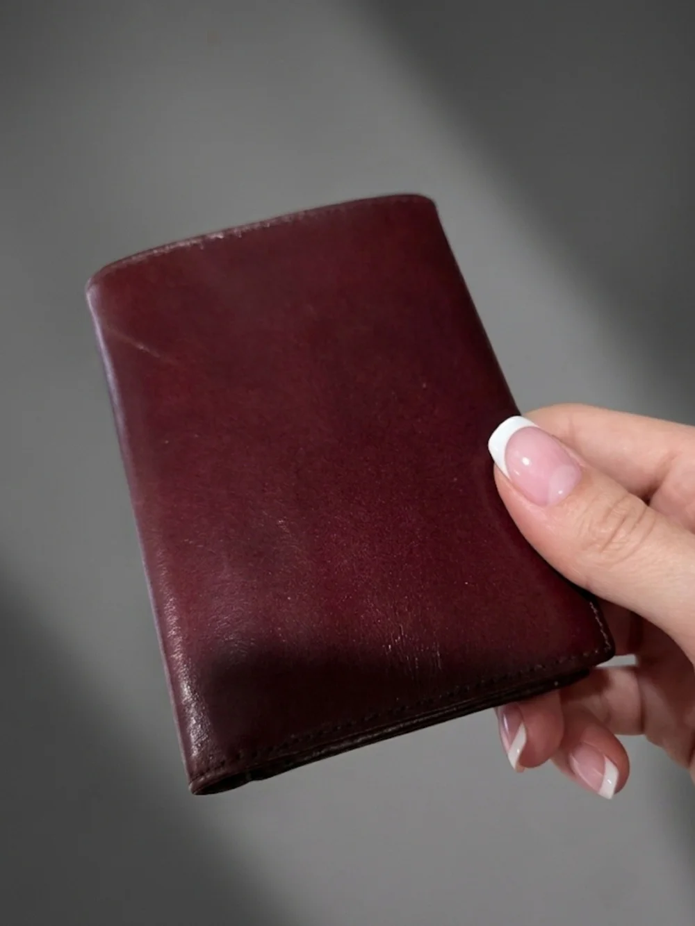 Vintage 80s Bosca Full Grain Hide Leather Trifold Wallet Burgundy Oxblood